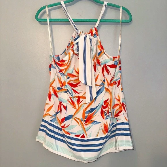 EUC Tommy Bahama 100% Silk Tropical Halter Sleeveless Blouse Size Large - Picture 5 of 6